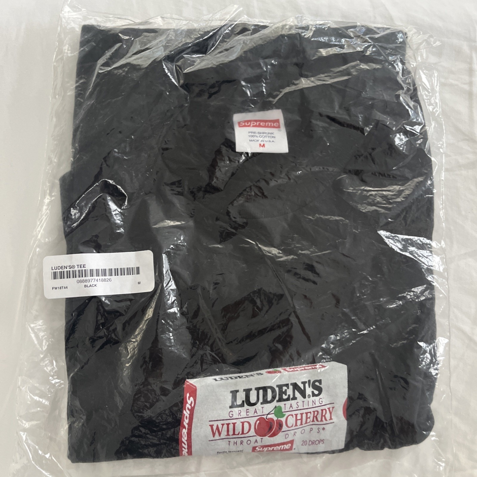 Supreme Ludens Tee Fw18 Black M Throat Drops Wild Cherry T Shirt
